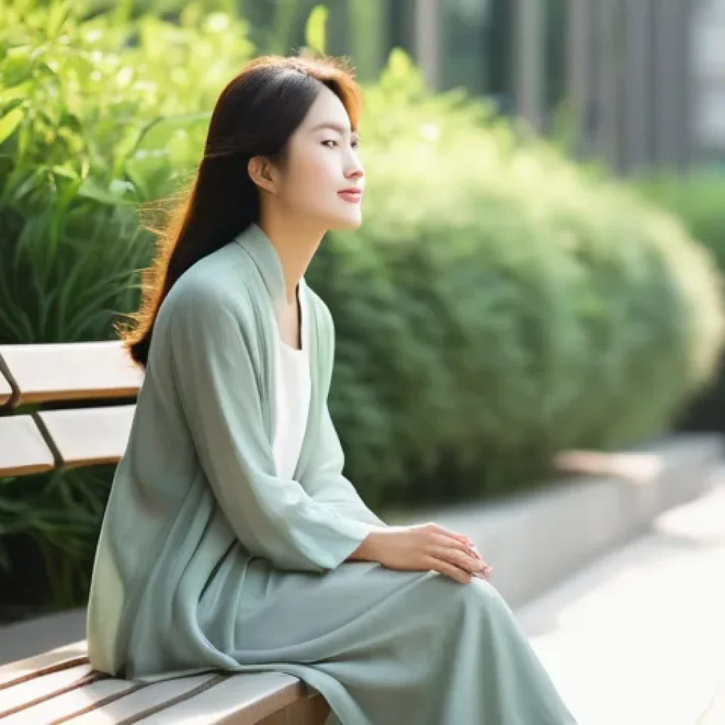 도교의 영성 - **"Wu Wei" (Effortless Action/Non-Interference) in a Modern Setting**
A serene East Asian woman,...