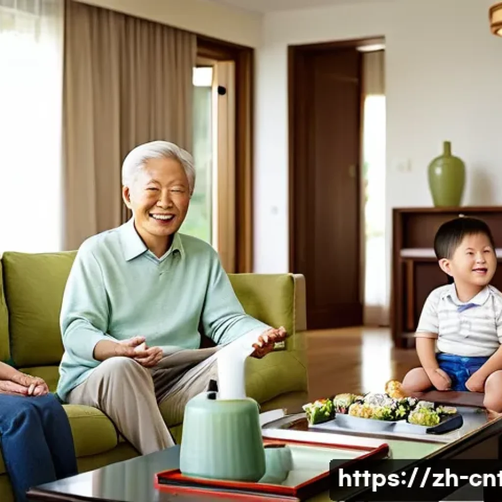 유교 역사 - **Prompt: Harmonious Multi-Generational Family Gathering, Modern Chinese Home**
* **Scene:** A...